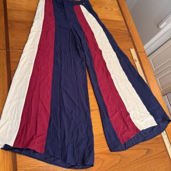 Rapsodia Womens High Wiasted Super Wide Leg Pants Trousers Red White Blue Size S - Picture 5 of 13